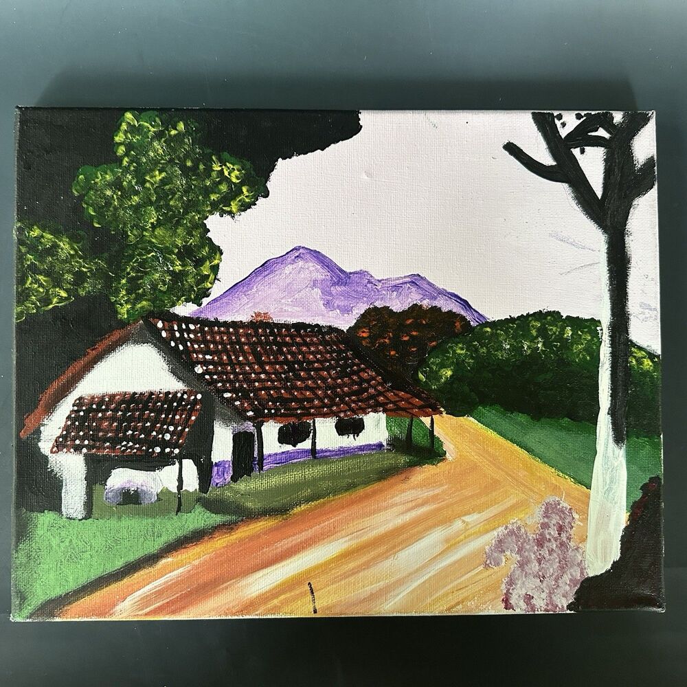 Vtg Original Mediterranean Landscape Painting Tuscan Farmhouse Decor  14”x 11”
